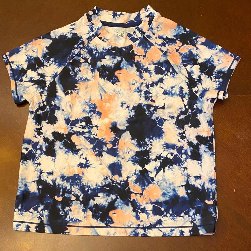 Athleta Kids Short Sleeve rash guard - Navy and Peach